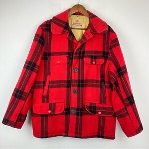 Vintage Gladding Hunting Clothing size 42 Men’s Red Black Plaid Wool Jacket